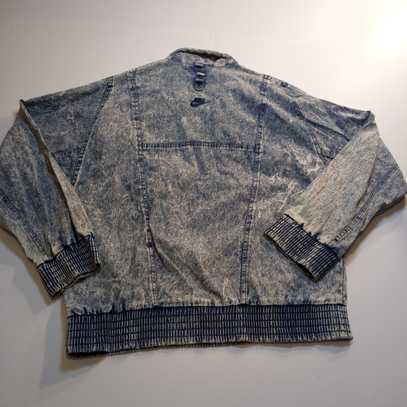 Vintage 1980's Nike Force acid wash  Denim Quarter Zip Jacket Sz Large - Picture 2 of 12